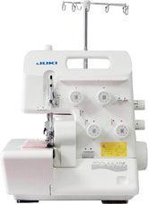 Juki MO-654DE Overlock Serger Machine, a white sewing machine with dials and controls on the top and front panels.